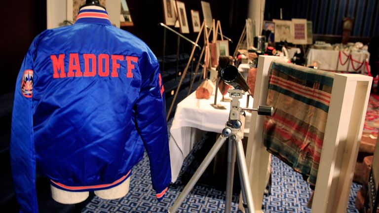 Personal property of Bernard and Ruth Madoff is seen during a press preview of the auction items seized in New York and Florida by the United States Marshals Service, in New York November 13, 2009. REUTERS/Shannon Stapleton (UNITED STATES BUSINESS CRIME LAW)