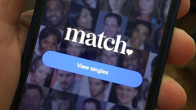 Photo by: STRF/STAR MAX/IPx.2021.9/3/21.Match shares soar on news it will join S&P 500...A match.com logo photographed off an iphone 12 pro...