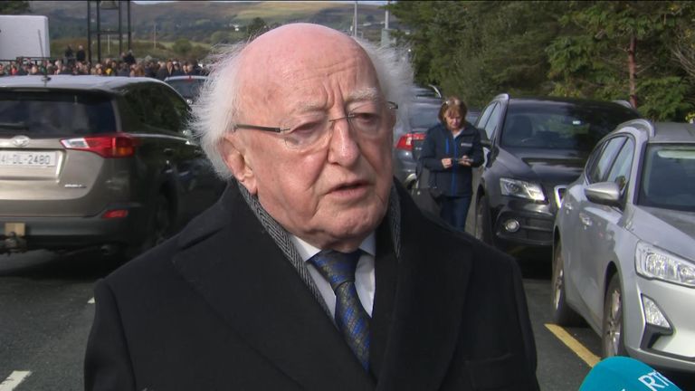 Ireland&#39;s president spoke about the community spirit in Donegal following a petrol station explosion that killed ten people. 