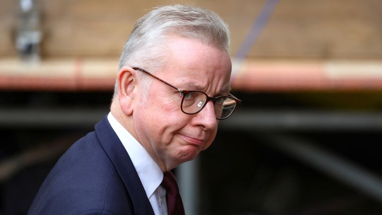 British Secretary of State for Levelling Up, Housing and Communities and Minister for Intergovernmental Relations Michael Gove walks outside Number 10 Downing Street on the day of a cabinet meeting, in London, Britain, October 26, 2022. REUTERS/Hannah Mckay
