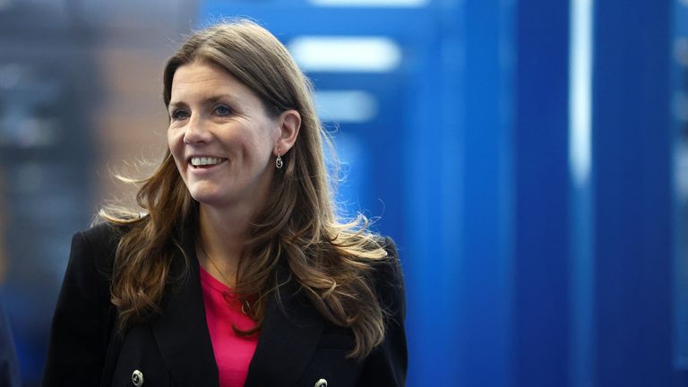 British Culture Secretary Michelle Donelan walks through conference hall during Britain&#39;s Conservative Party&#39;s annual conference in Birmingham, Britain, October 3, 2022. REUTERS/Hannah McKay
