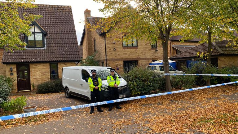 Officers are guarding the property in the Furzton area of Milton Keynes