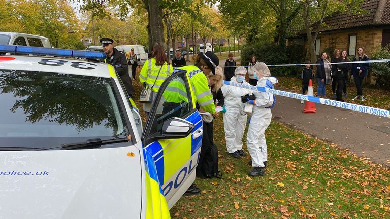Police at the scene in Milton Keynes