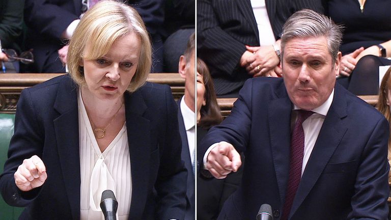 Prime Minister Liz Truss and Labour&#39;s Sir Keir Starmer clash for the first at PMQs since the low of the mini-budget 