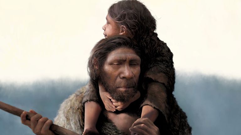 A Neandertal father and his daughter. Pic: Tom Bjorklund
