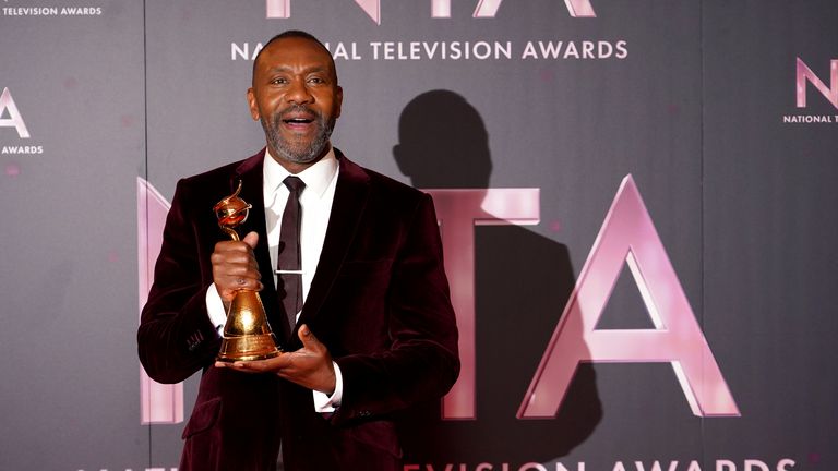 Sir Lenny Henry in the press room after winning the Special Recognition Award at the National Television Awards 2022