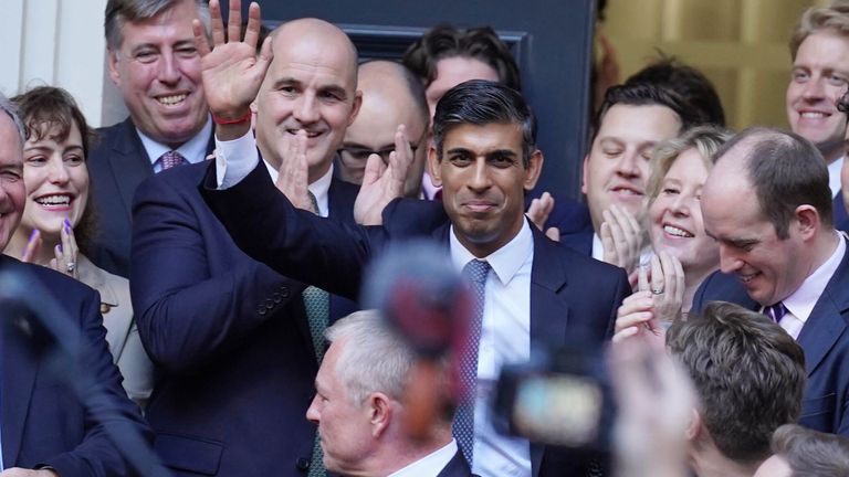 Rishi Sunak arrives at Conservative party HQ in Westminster, London, after it was announced he will become the new leader of the Conservative party after rival Penny Mordaunt dropped out. Picture date: Monday October 24, 2022.