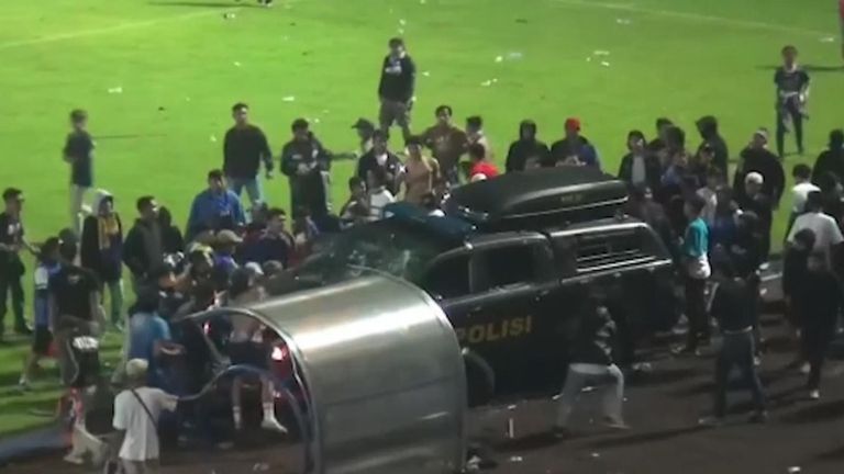Riot breaks out at stadium in Indonesia, with death toll in the hundreds