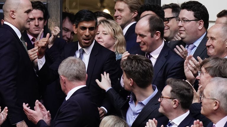 Rishi Sunak arrives at Conservative party HQ in Westminster, London ...