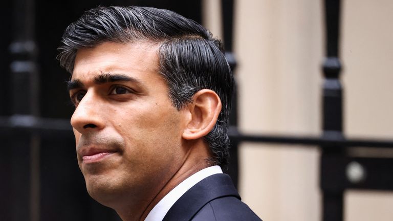 Britain&#39;s Prime Minister Rishi Sunak walks outside Number 10 Downing Street, in London, Britain, October 26, 2022. REUTERS/Henry Nicholls
