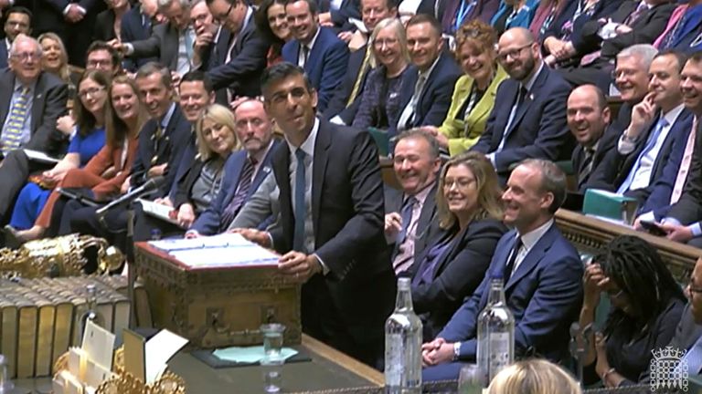 Britain&#39;s Prime Minister Rishi Sunak speaks during Prime Minister&#39;s Questions in the House of Commons 