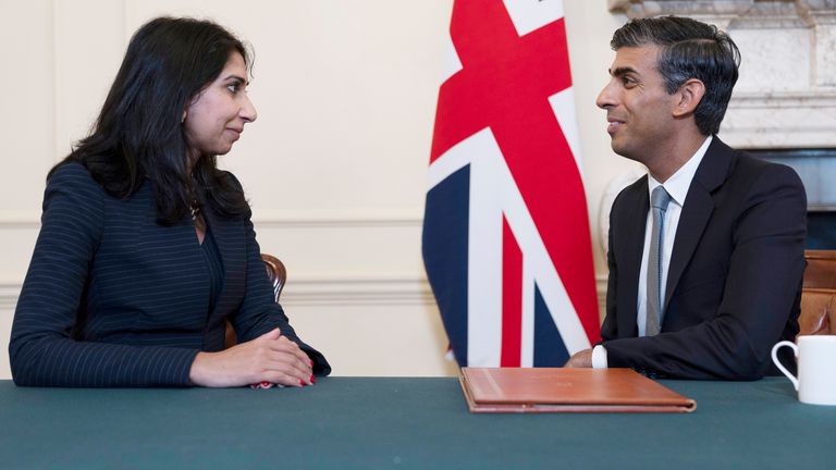 25/10/2022. London, United Kingdom. Prime Minister Rishi Sunak meets Secretary of State for the Home Department Suella Braverman.
Pic:UK Government