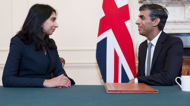 25/10/2022. London, United Kingdom. Prime Minister Rishi Sunak meets Secretary of State for the Home Department Suella Braverman.
Pic:UK Government