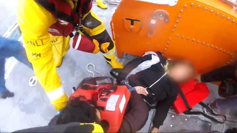 RNLI crew rescue migrants from English Channel 