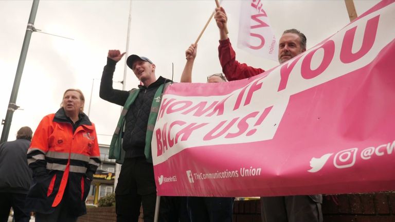 Royal Mail staff on a picket line in Southampton