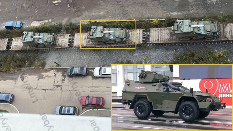Military analysts have identified these highlighted vehicle as BPM-97 armoured vehicles used by various Russian units.
