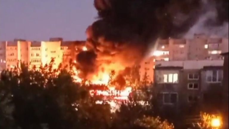 Fire at apartment block in Russia after warplane on training mission crashes into it