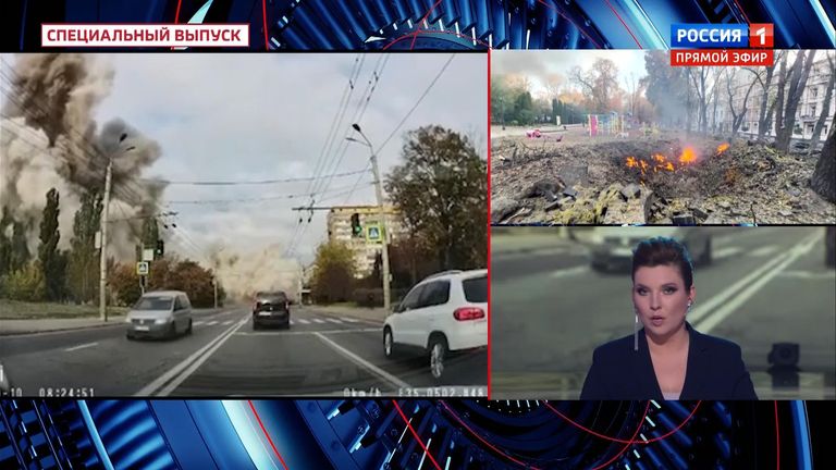 Russian TV reports on missile strikes on Ukraine 