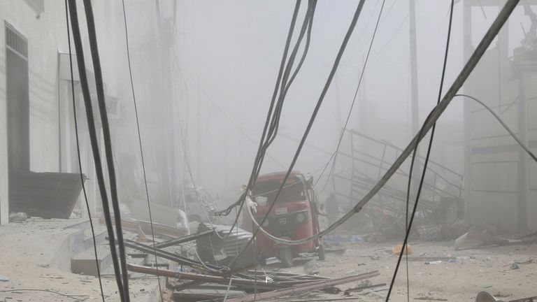 General view shows the scene of an explosion near the education ministry building along K5 road in Mogadishu, Somalia October 29, 2022. REUTERS / Feisal Omar