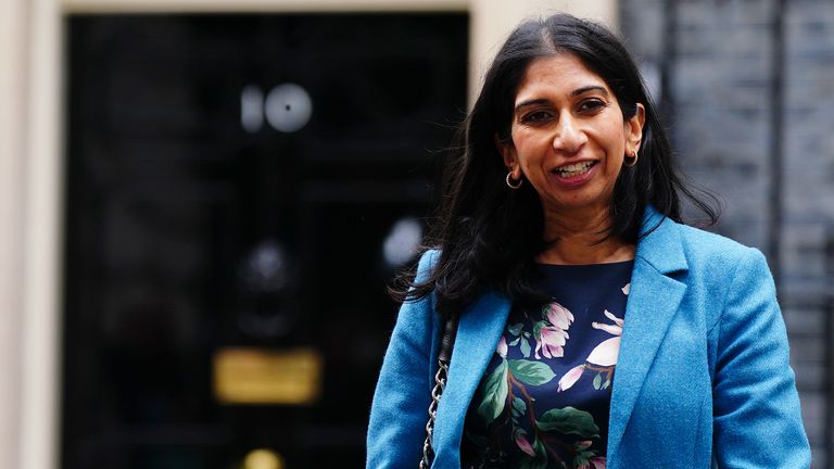 Home Secretary Suella Braverman, leaves Downing Street, Westminster, London, after the first Cabinet meeting with Rishi Sunak as Prime Minister. Picture date: Wednesday October 26, 2022.
