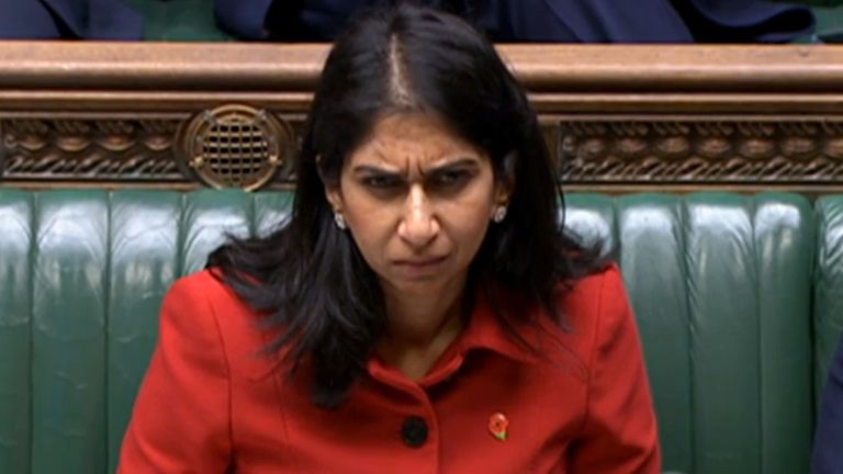 Home Secretary Suella Braverman listens to Shadow Home Secretary Yvette Cooper&#39;s response to her statement in the House of Commons, London, where she faced questions about the problems with conditions at migrant holding facilities in Manston, Kent. Picture date: Monday October 31, 2022.