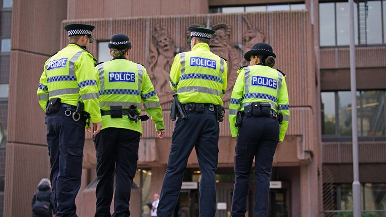 Police officers outside Liverpool Magistrates&#39; Court, where Thomas Cashman is appearing accused of killing nine-year-old Olivia Pratt-Korbel, who died after she was shot in the chest at her home in Liverpool. Cashman has also been charged with the attempted murders of Olivia&#39;s mother, Cheryl Korbel, 46, who was injured during the incident, and convicted burglar Joseph Nee. Picture date: Monday October 3, 2022.