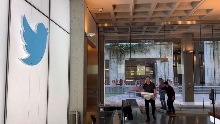 The world's richest man -- who is about to buy Twitter -- enters the company's San Francisco headquarters with a sink.