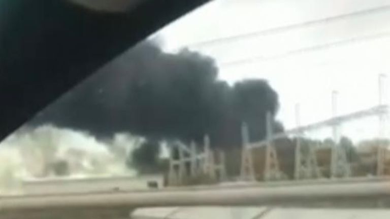 Smoke rises from Dnipro power plant in Zaporizhzhia region