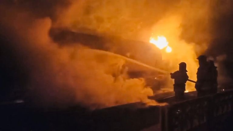 tanker fire rages in donetsk