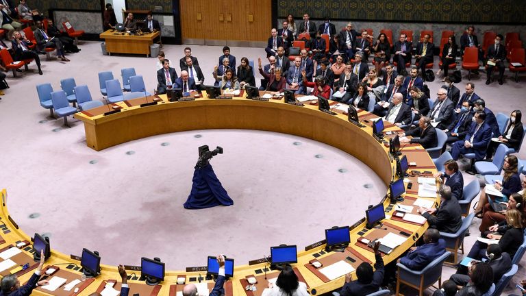 Members of the United Nations Security Council convene at the request of Russia to discuss damage to two Russian gas pipelines to Europe in New York