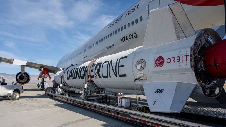 The LauncherOne rocket will be released at an altitude of 35,000ft. Pic: Virgin Orbit