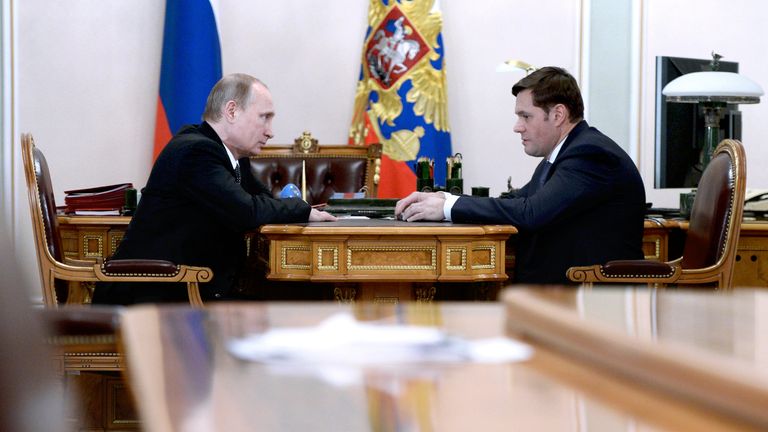 Vladimir Putin, left, with Alexey Mordashov in 2015. Pic: Alexei Nikolsky/RIA Novosti/Kremlin/Reuters