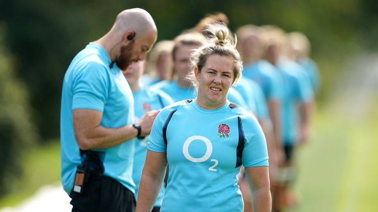 England&#39;s Marlie Packer during the training session at Pennyhill Park, London.