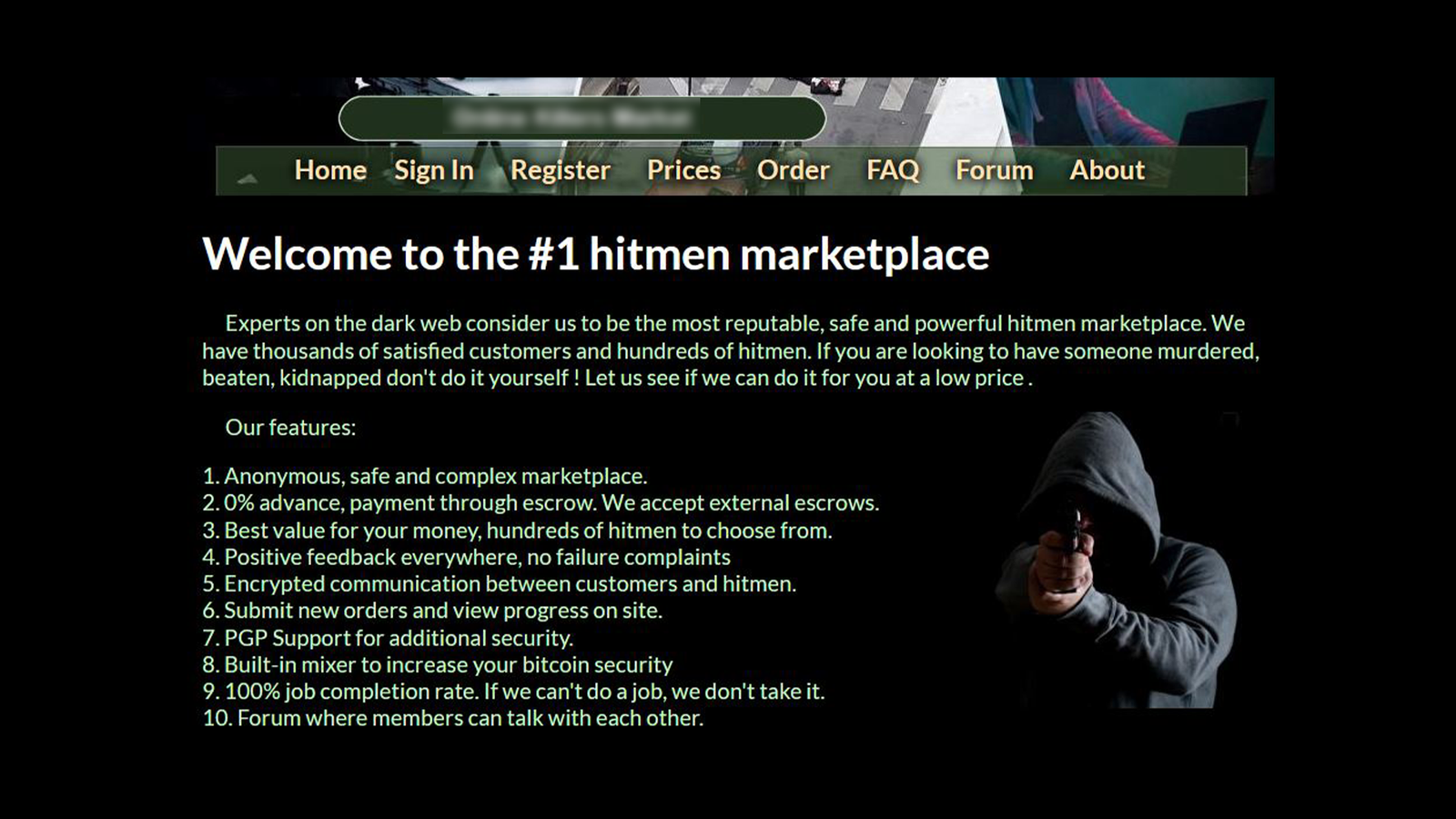 What s being done about murder for hire sites on the dark web and