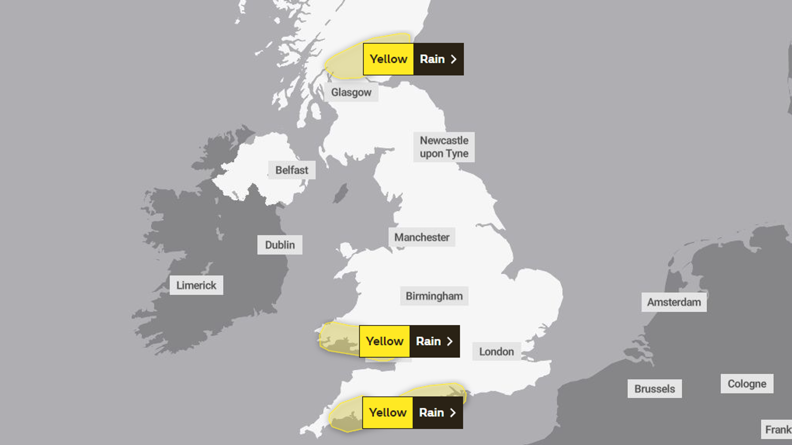 UK Weather: Yellow Warnings Issued As Heavy Rain And Train Strike Set ...