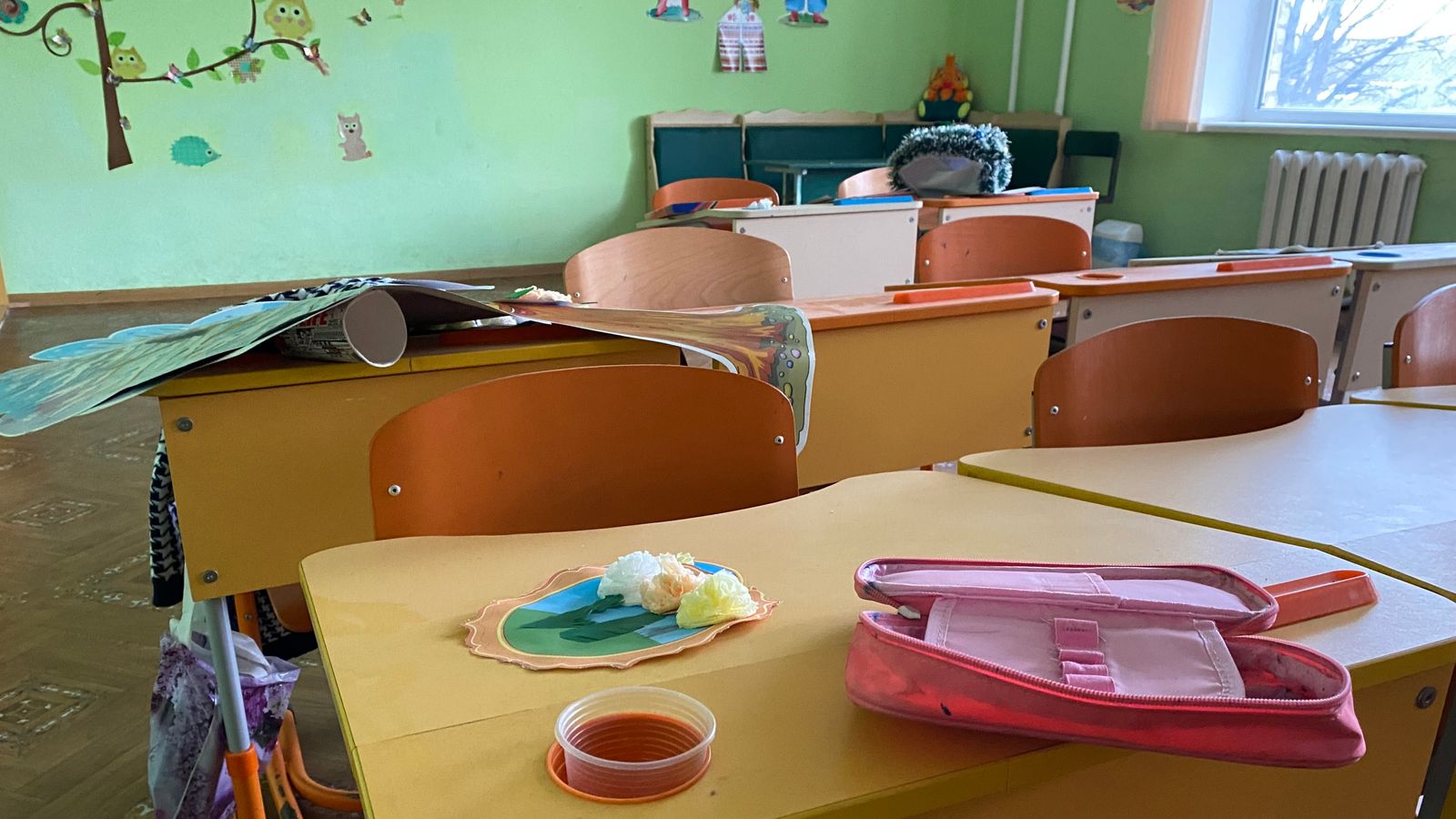 Ukraine war: School frozen in time after it was used as bomb shelter during nine months of fear
