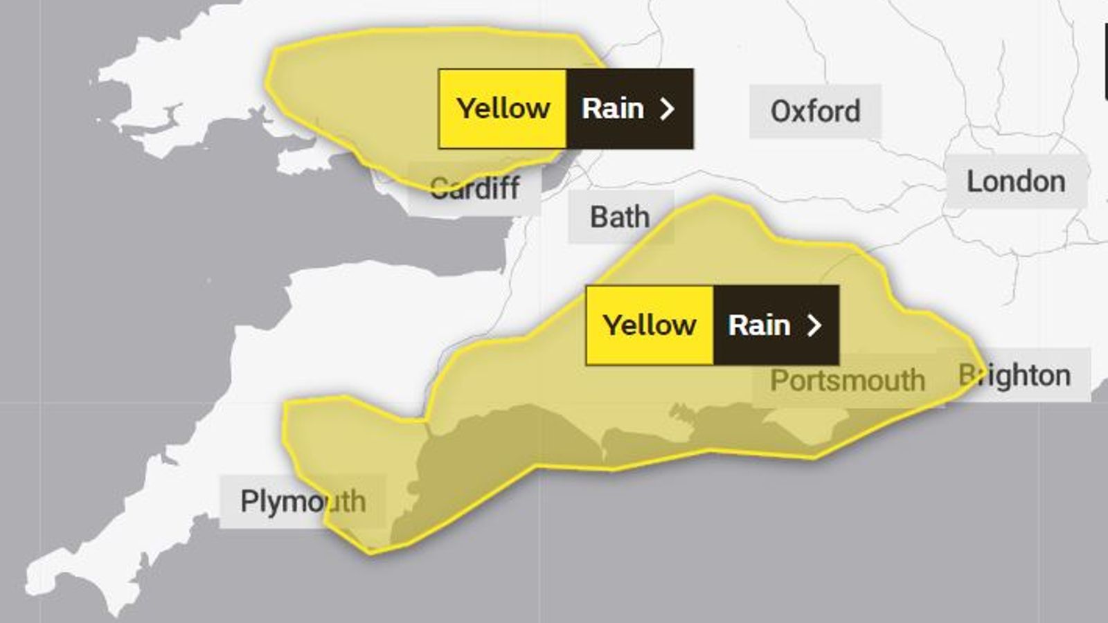 UK weather yellow warnings issued as heavy rain expected in several ...