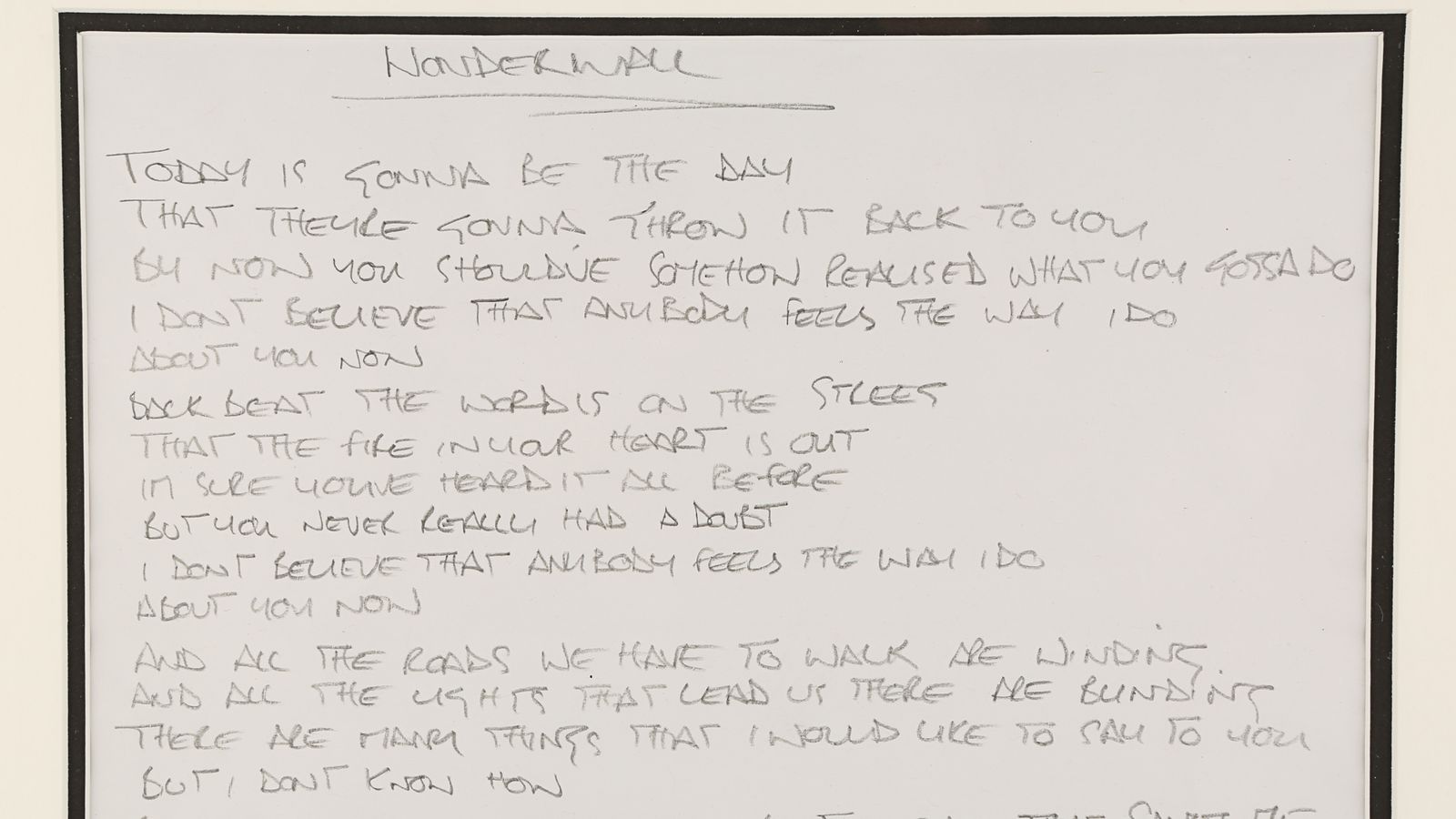 Noel Gallagher's handwritten Wonderwall lyrics fetch 10 times estimate at auction
