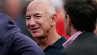 Amazon founder Jeff Bezos is seen on the sidelines before the start of an NFL football game on Sept. 15, 2022, in Kansas City, Mo. Pic: AP