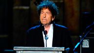 Bob Dylan accepts the 2015 person of the year award at the 2015 MusiCares Person of the Year show in LA in 2015. Pic: Vince Bucci/Invision/AP