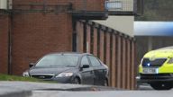 A car containing a suspect device is seen outside Waterside police station in Londonderry, Northern Ireland. Picture date: Monday November 21, 2022.