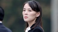 Kim Yo Jong, sister of North Korea&#39;s leader Kim Jong Un attends wreath laying ceremony at Ho Chi Minh Mausoleum in Hanoi. Pic: Reuters