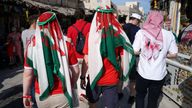 Wales fans at the souq in Doha on the day of the FIFA World Cup Group B match between Wales and England. Picture date: Tuesday November 29, 2022.

