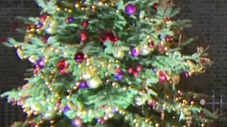Prime Minister Rishi Sunak has switched on the Christmas tree lights at Downing Street. 