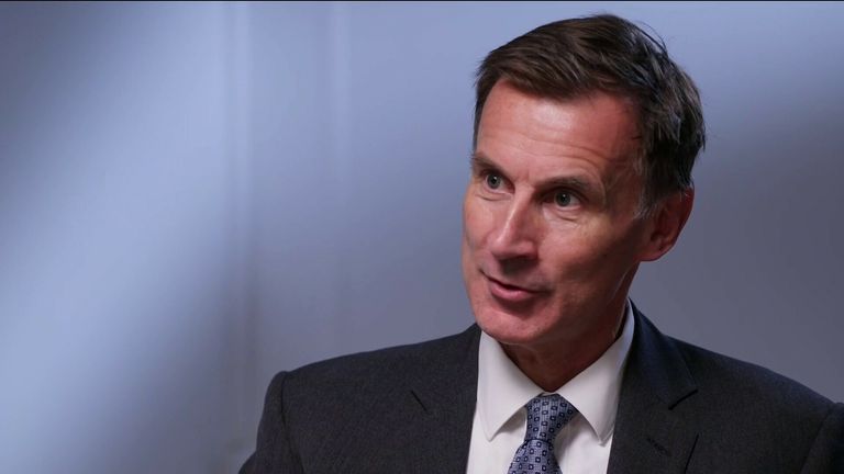 Chancellor Jeremy Hunt speaks to Beth Rigby