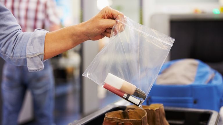 Liquids in a plastic bag at airport security