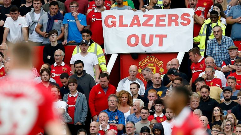 Anti-Glazer sign at Old Trafford