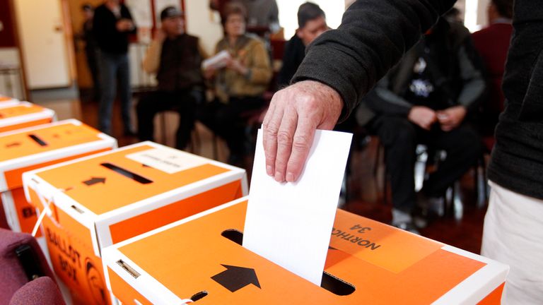 A vote is cast in Auckland, New Zealand. Pic AP