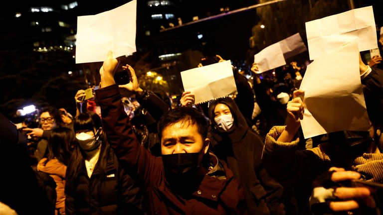 Protesters against COVID restrictions in Beijing