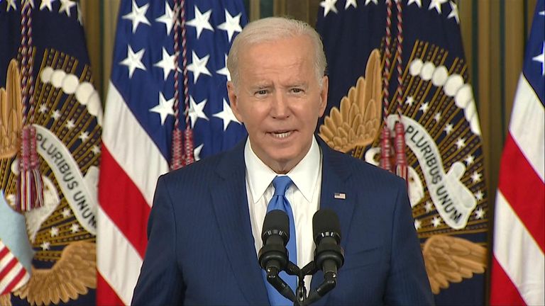 US President Joe Biden delivers an address